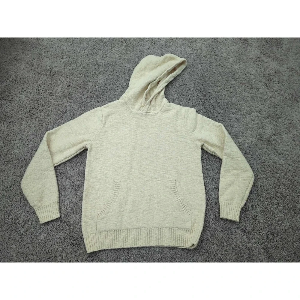 Gap‎ Sweater Mens Medium Beige Pullover Hoodie Long Sleeve 100% Cotton Knit